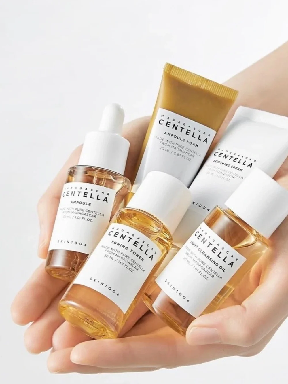 SKIN1004 Madagascar Centella Travel Kit, Toner, Ampoule, Soothing Cream, Clean